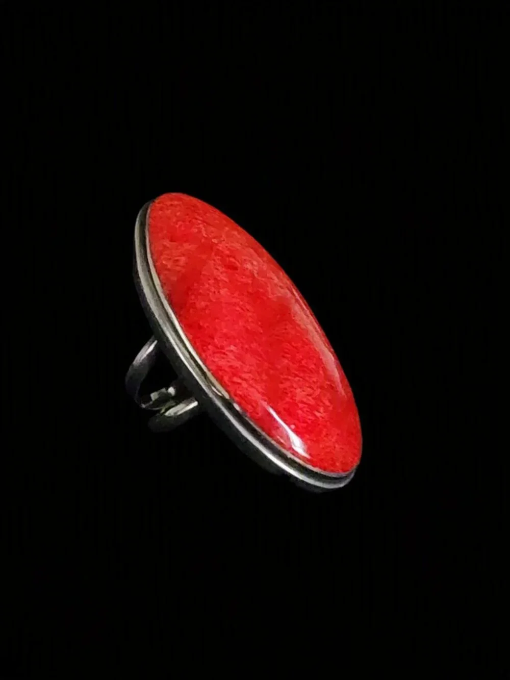 VTG 80s Sterling Silver 925 Oversized Red Coral Statement Ring 10.6g Size 7